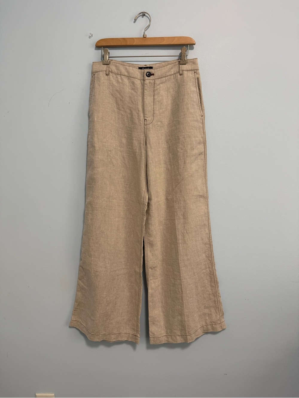 Madewell Women’s The Zoe Relaxed Wide-Leg Linen Pants Oat Size 4 NWT